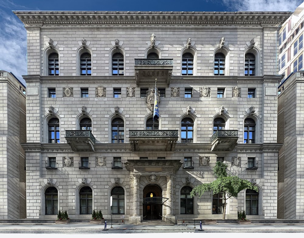 The facade of The University Club, Fifth Avenue, New York.